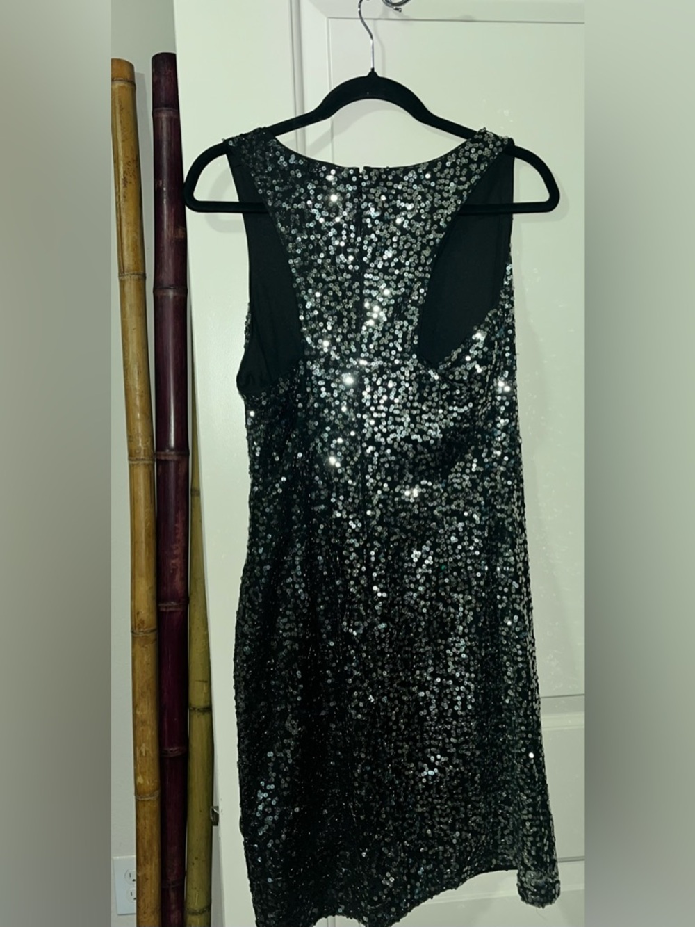Jessica Simpson Black Sequin V-Neck Mini Dress - Picture 3 of 5